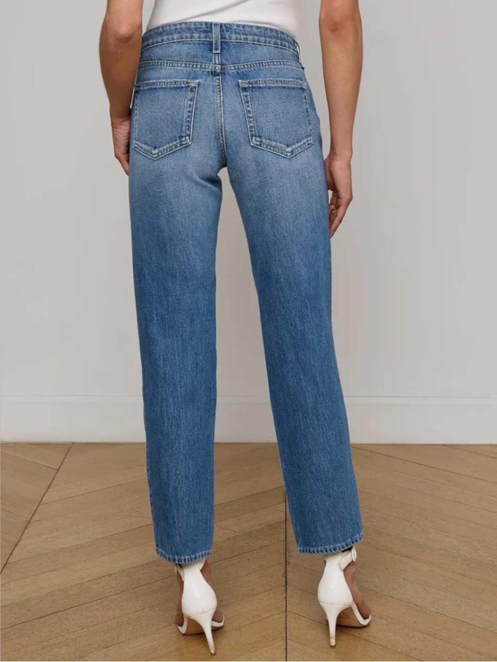 L’AGENCE Nevia Straight Leg Distressed Jeans Hilmar Wash Low Rise Size 24